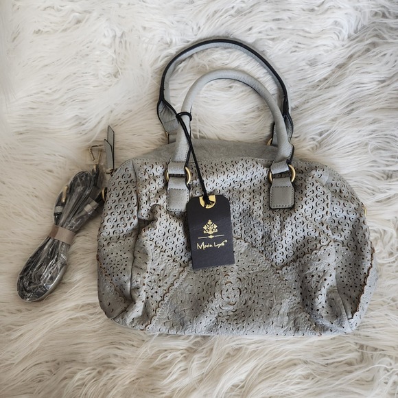 Bke Moda Luxe Bristol Satchel Large Crossbody Shoulder Handbag Gray Blue Nwt — image 3 of 8